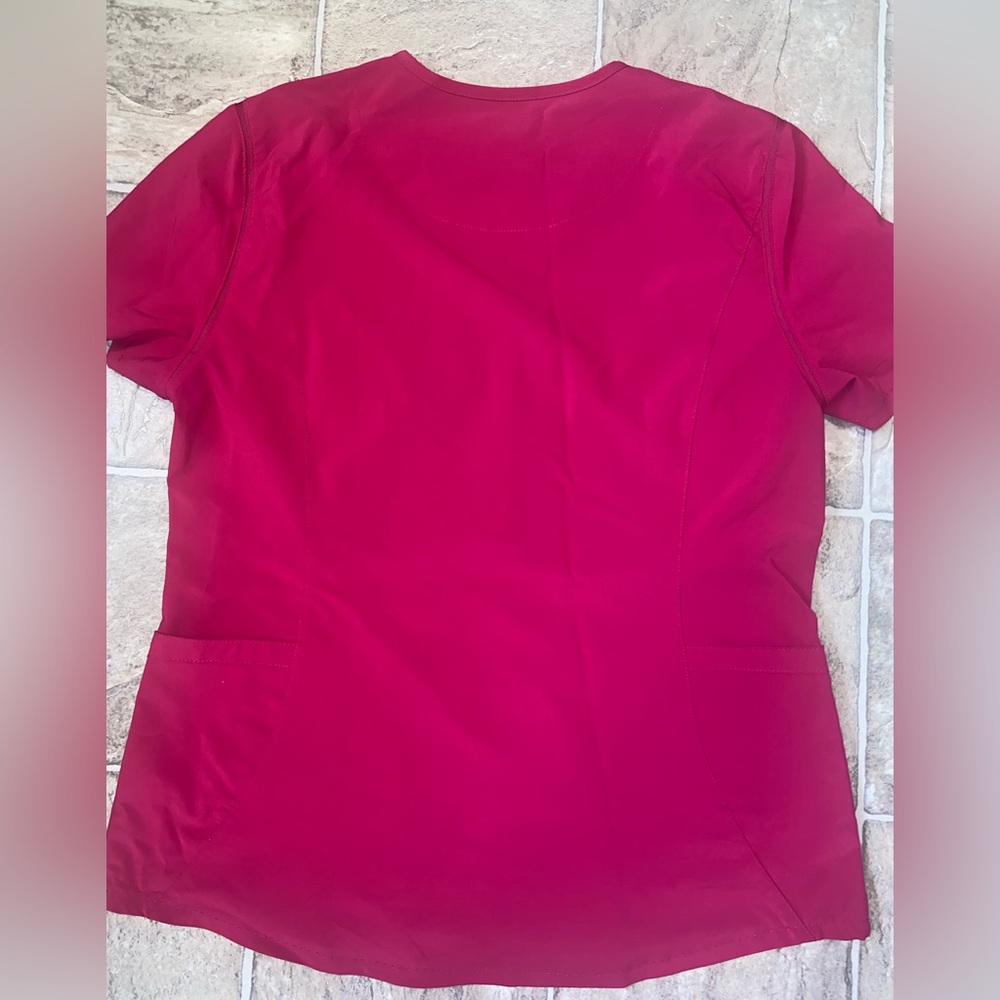 Women's Raspberry V-Neck Scrub Top - Picture 3 of 4